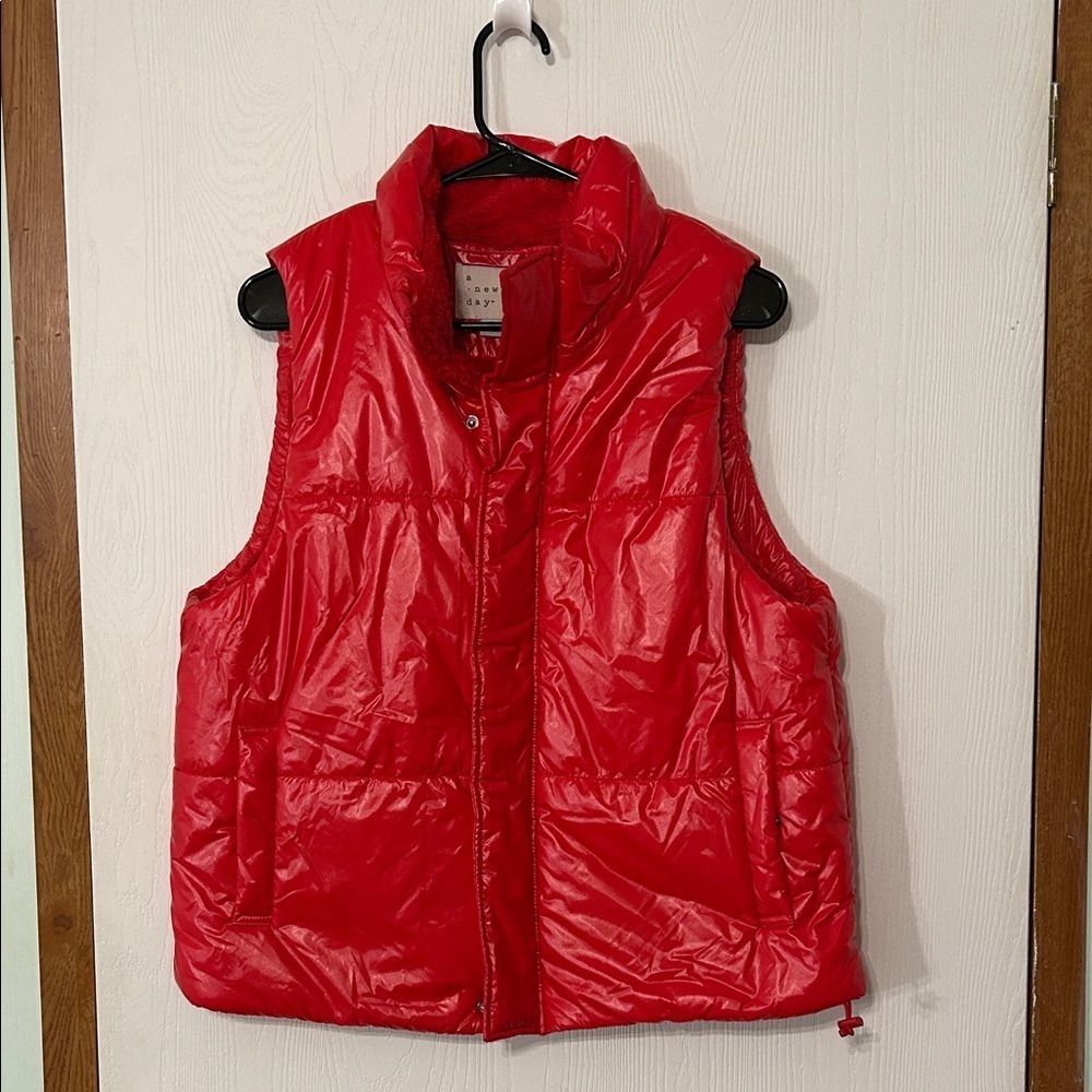 A New Day Red Puffer Vest Size M